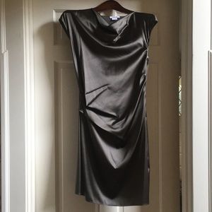 Helmet Lang Draped Silk Sheath Cocktail Dress